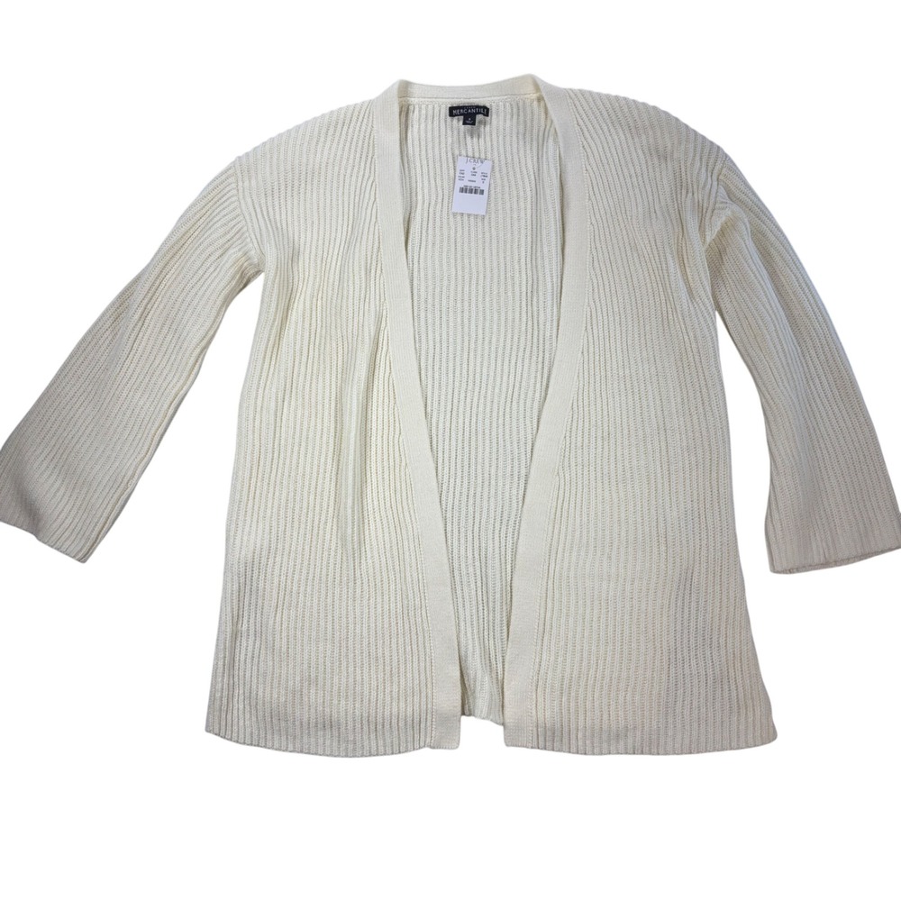 NEW J Crew Mercantile Open Front‎ Cardigan Sweater Cotton Blend Cream Size S